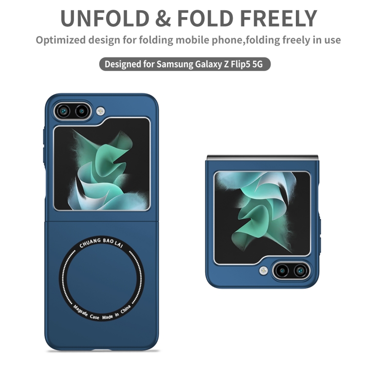 For Samsung Galaxy Z Flip5 5G Magsafe Magnetic Folding PC Phone Case(Blue) For Samsung Galaxy Z Flip5 5G Magsafe Magnetic Folding PC Phone Case(Blue)