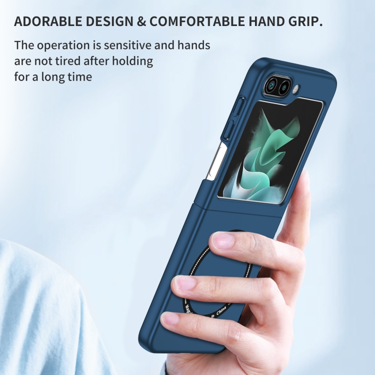 For Samsung Galaxy Z Flip5 5G Magsafe Magnetic Folding PC Phone Case(Blue) For Samsung Galaxy Z Flip5 5G Magsafe Magnetic Folding PC Phone Case(Blue)
