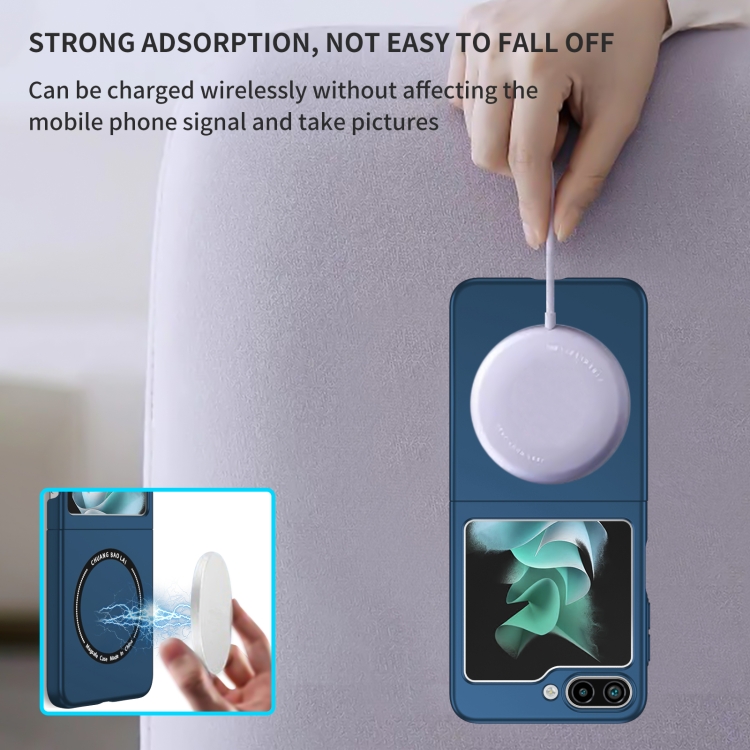 For Samsung Galaxy Z Flip5 5G Magsafe Magnetic Folding PC Phone Case(Blue) For Samsung Galaxy Z Flip5 5G Magsafe Magnetic Folding PC Phone Case(Blue)