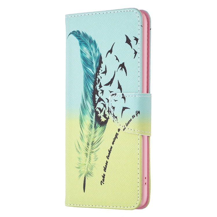 For iPhone 15 Plus Colored Drawing Pattern Leather Phone Case(Feather) For iPhone 15 Plus Colored Drawing Pattern Leather Phone Case(Feather)