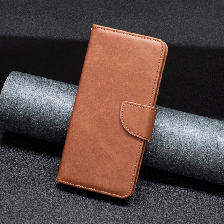 For iPhone 15 Pro Max Lambskin Texture Pure Color Flip Leather Phone Case(Brown)