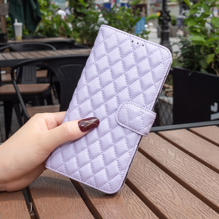 For iPhone 15 Pro Diamond Lattice Wallet Flip Leather Phone Case(Purple) For iPhone 15 Pro Diamond Lattice Wallet Flip Leather Phone Case(Purple)