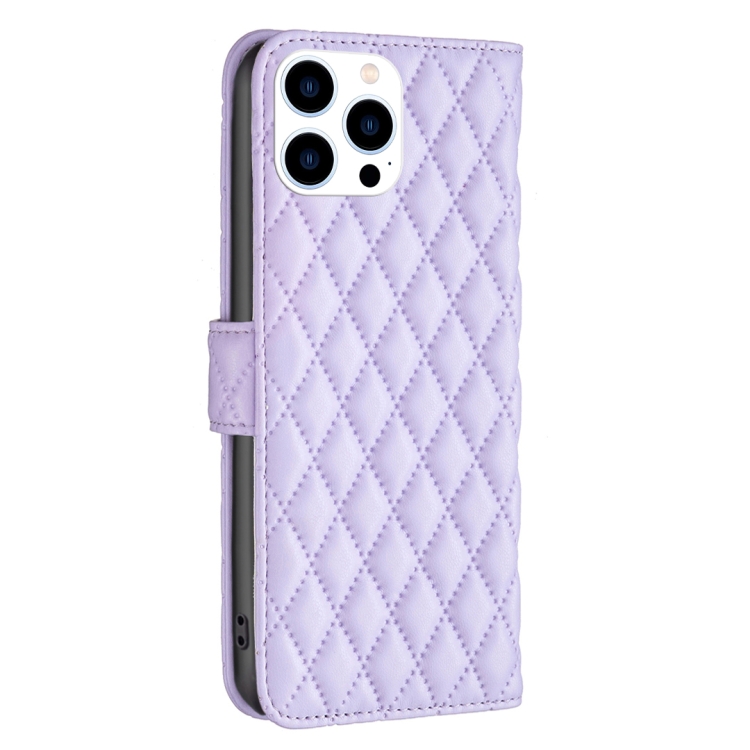 For iPhone 16 Pro Diamond Lattice Wallet Flip Leather Phone Case(Purple) For iPhone 16 Pro Diamond Lattice Wallet Flip Leather Phone Case(Purple)