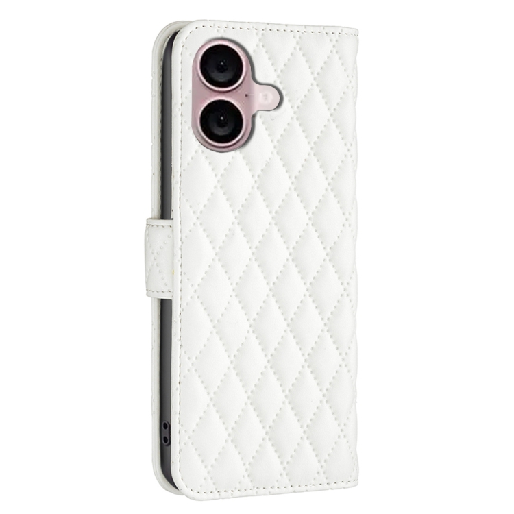 For iPhone 16 Plus Diamond Lattice Wallet Flip Leather Phone Case(White) For iPhone 16 Plus Diamond Lattice Wallet Flip Leather Phone Case(White)