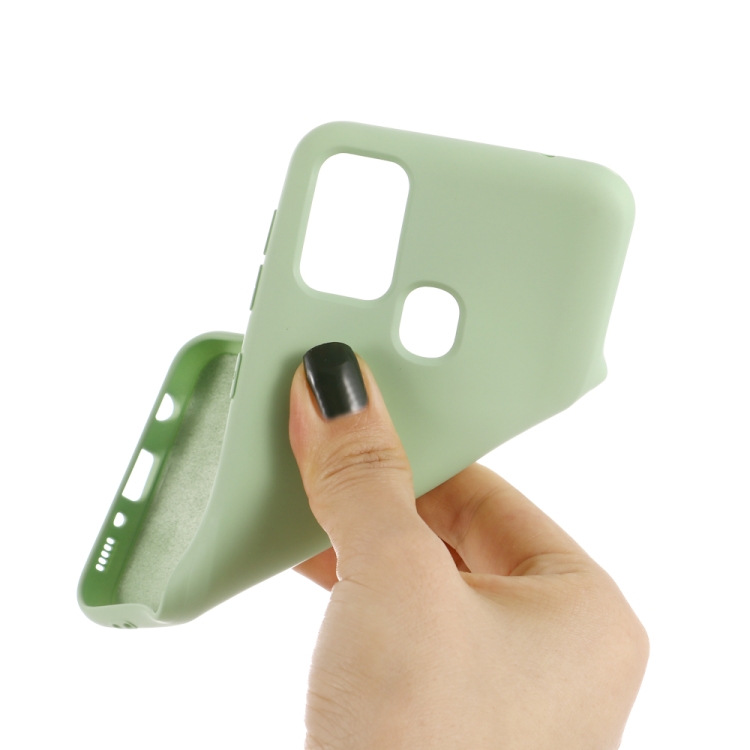 For Samsung Galaxy A21s Pure Color Liquid Silicone Shockproof Full Coverage Case(Green) - 3