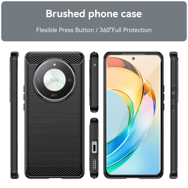 For Honor Magic6 Lite 5G Brushed Texture Carbon Fiber TPU Phone Case(Black)