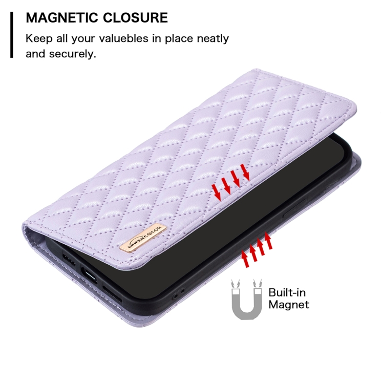 For iPhone 16 Pro Diamond Lattice Magnetic Leather Flip Phone Case(Purple) For iPhone 16 Pro Diamond Lattice Magnetic Leather Flip Phone Case(Purple)