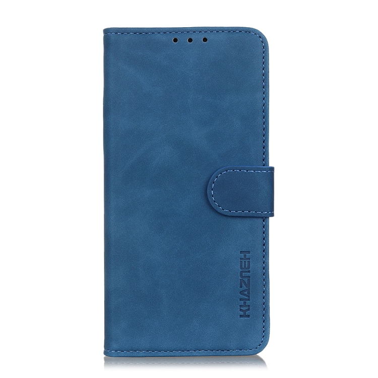 For OPPO Reno4 KHAZNEH Retro Texture PU + TPU Horizontal Flip Leather Case with Holder & Card Slots & Wallet(Blue) - 1