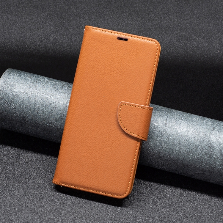 For iPhone 16 Plus Litchi Texture Pure Color Flip Leather Phone Case(Brown)
