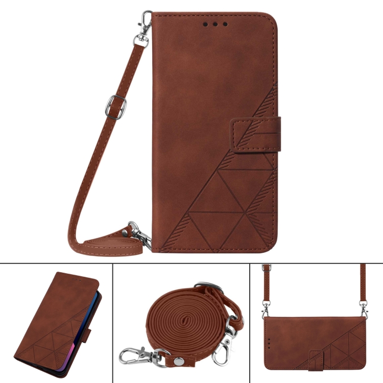 For Samsung Galaxy Z Fold5 5G Crossbody 3D Embossed Flip Leather Phone Case(Brown) For Samsung Galaxy Z Fold5 5G Crossbody 3D Embossed Flip Leather Phone Case(Brown)