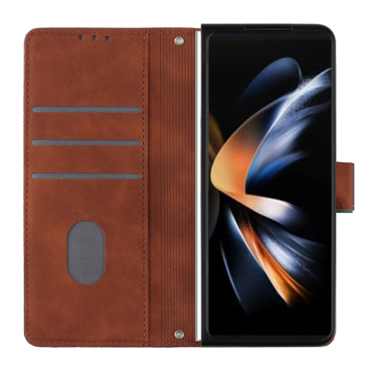 For Samsung Galaxy Z Fold5 5G Crossbody 3D Embossed Flip Leather Phone Case(Brown) For Samsung Galaxy Z Fold5 5G Crossbody 3D Embossed Flip Leather Phone Case(Brown)