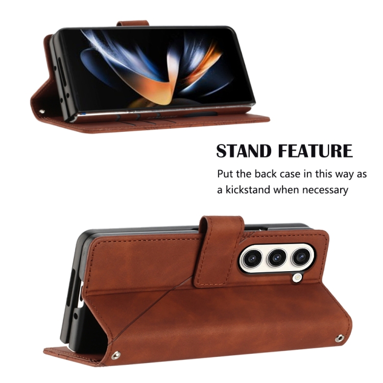 For Samsung Galaxy Z Fold5 5G Crossbody 3D Embossed Flip Leather Phone Case(Brown) For Samsung Galaxy Z Fold5 5G Crossbody 3D Embossed Flip Leather Phone Case(Brown)