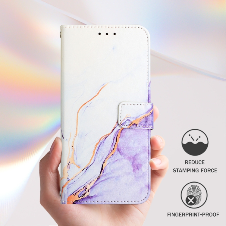 For iPhone 16 Pro Max PT003 Marble Pattern Flip Leather Phone Case(White Purple LS006) For iPhone 16 Pro Max PT003 Marble Pattern Flip Leather Phone Case(White Purple LS006)