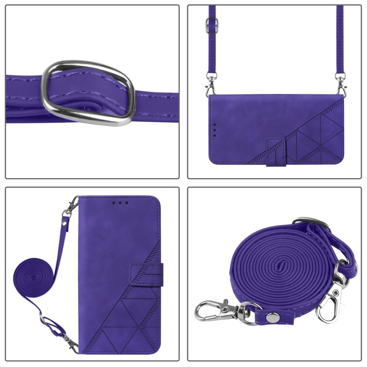 For iPhone 16 Pro Crossbody 3D Embossed Flip Leather Phone Case(Purple) For iPhone 16 Pro Crossbody 3D Embossed Flip Leather Phone Case(Purple)