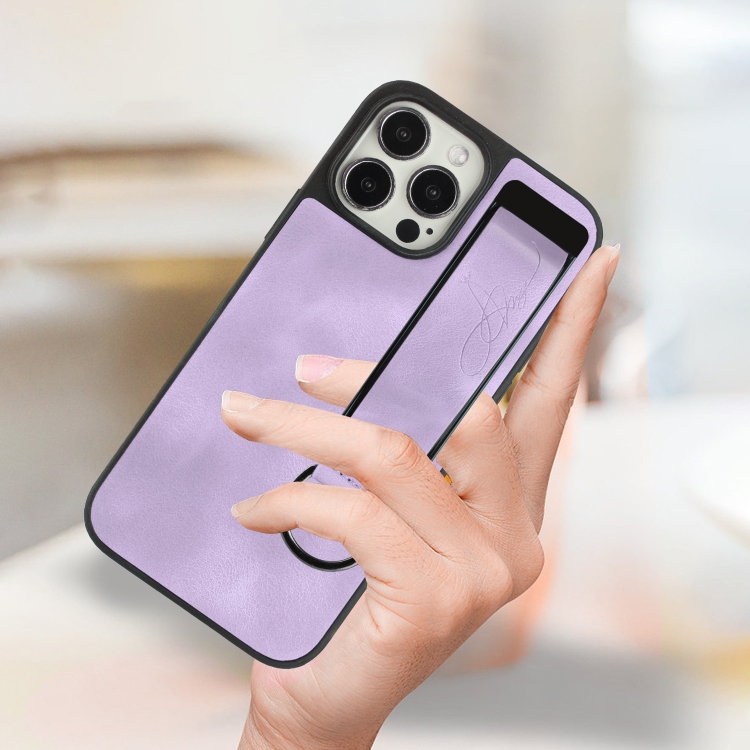 For iPhone 11 Pro Wristband Holder Leather Back Phone Case(Purple) For iPhone 11 Pro Wristband Holder Leather Back Phone Case(Purple)