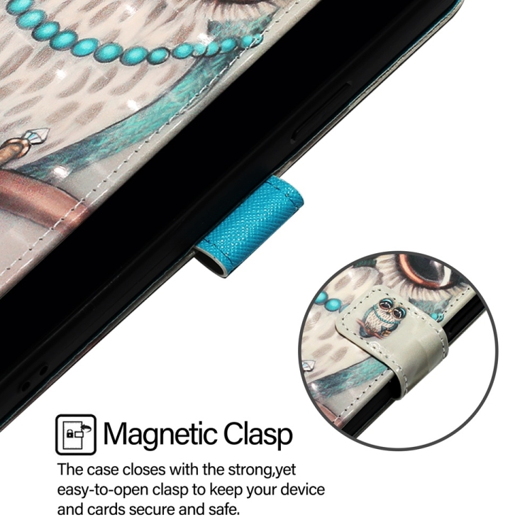 For iPhone 16 Pro 3D Painting Horizontal Flip Leather Phone Case(Grey Owl) For iPhone 16 Pro 3D Painting Horizontal Flip Leather Phone Case(Grey Owl)