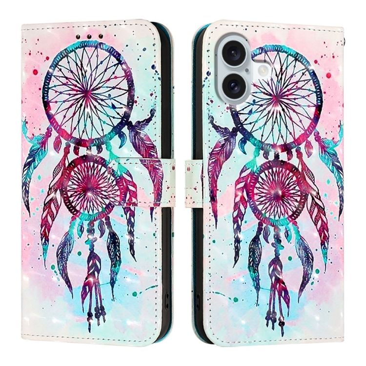 For iPhone 16 Plus 3D Painting Horizontal Flip Leather Phone Case(Color Drop Wind Chimes) For iPhone 16 Plus 3D Painting Horizontal Flip Leather Phone Case(Color Drop Wind Chimes)