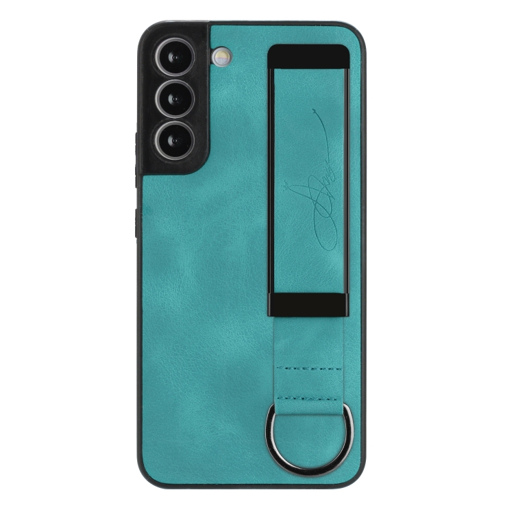For Samsung Galaxy S21 5G Wristband Holder Leather Back Phone Case(Green) For Samsung Galaxy S21 5G Wristband Holder Leather Back Phone Case(Green)