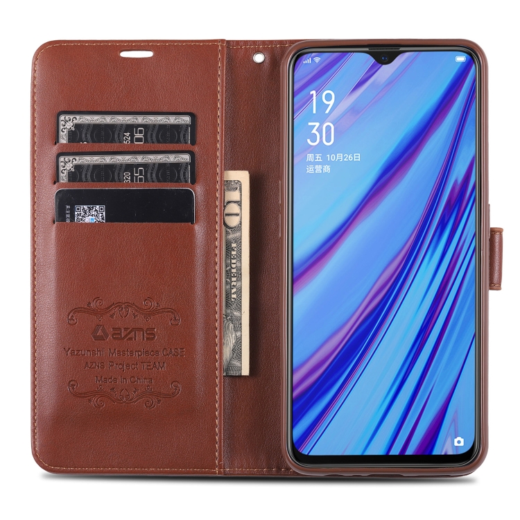 For OPPO A9 / A9x / F11 AZNS Sheepskin Texture Horizontal Flip Leather Case with Holder & Card Slots & Wallet(Red) - 5