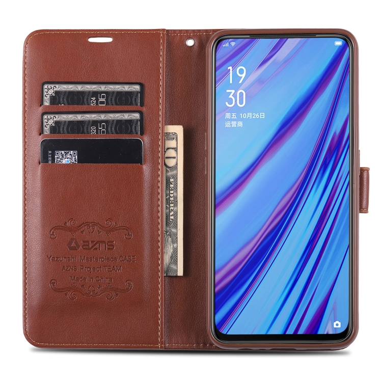 For OPPO F11 Pro AZNS Sheepskin Texture Horizontal Flip Leather Case with Holder & Card Slots & Wallet(Brown) - 5