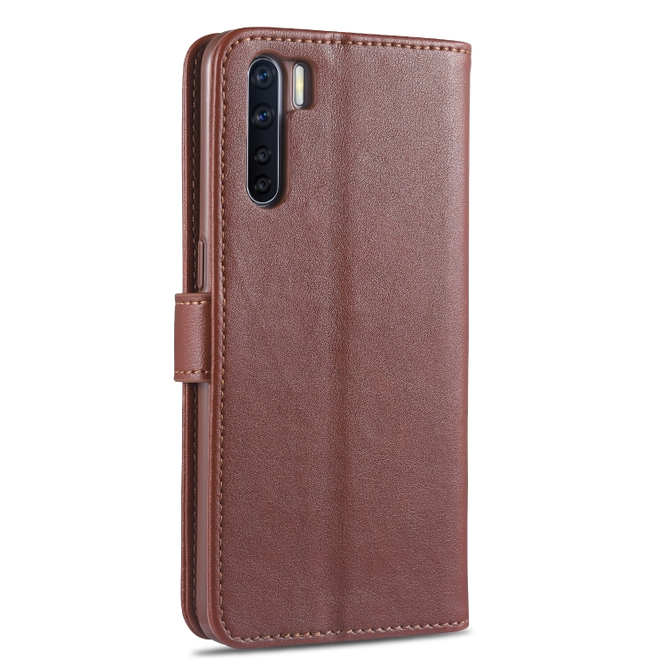For OPPO A91 AZNS Sheepskin Texture Horizontal Flip Leather Case with Holder & Card Slots & Wallet(Brown) - 2