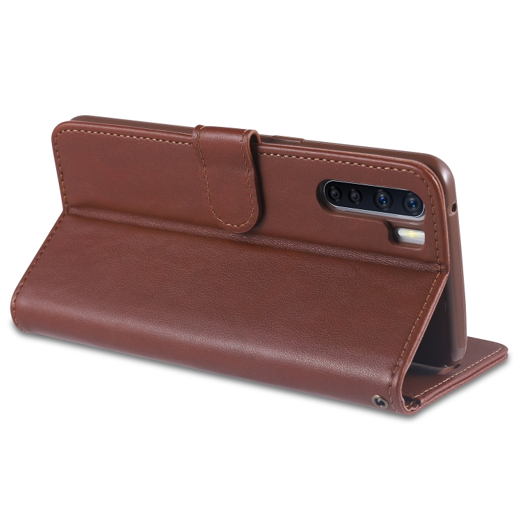 For OPPO A91 AZNS Sheepskin Texture Horizontal Flip Leather Case with Holder & Card Slots & Wallet(Brown) - 3