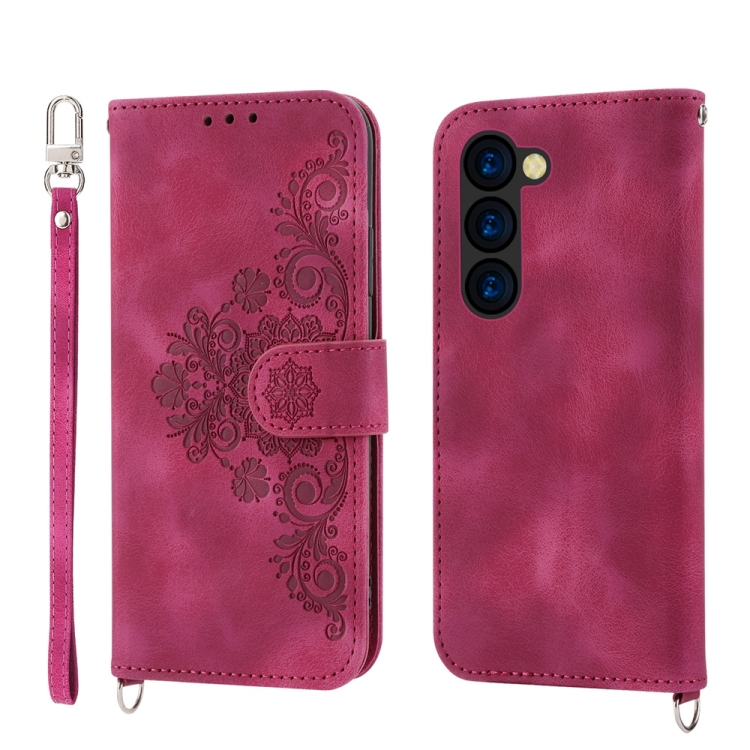 For Samsung Galaxy Z Fold6 Skin Feel Flowers Embossed Wallet Leather Phone Case(Wine Red) For Samsung Galaxy Z Fold6 Skin Feel Flowers Embossed Wallet Leather Phone Case(Wine Red)