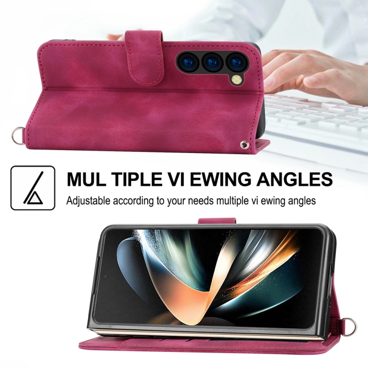 For Samsung Galaxy Z Fold6 Skin Feel Flowers Embossed Wallet Leather Phone Case(Wine Red) For Samsung Galaxy Z Fold6 Skin Feel Flowers Embossed Wallet Leather Phone Case(Wine Red)