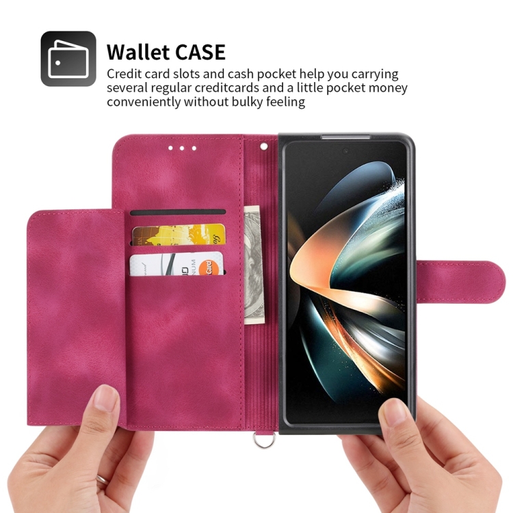 For Samsung Galaxy Z Fold6 Skin Feel Flowers Embossed Wallet Leather Phone Case(Wine Red) For Samsung Galaxy Z Fold6 Skin Feel Flowers Embossed Wallet Leather Phone Case(Wine Red)