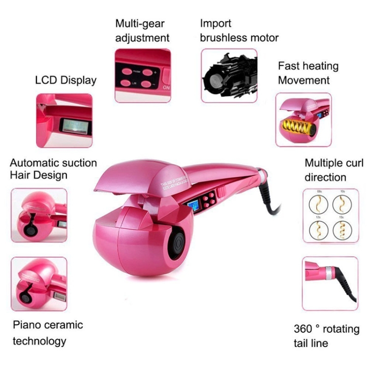 Fully Automatic Self-priming Curling Iron(Red) - 5