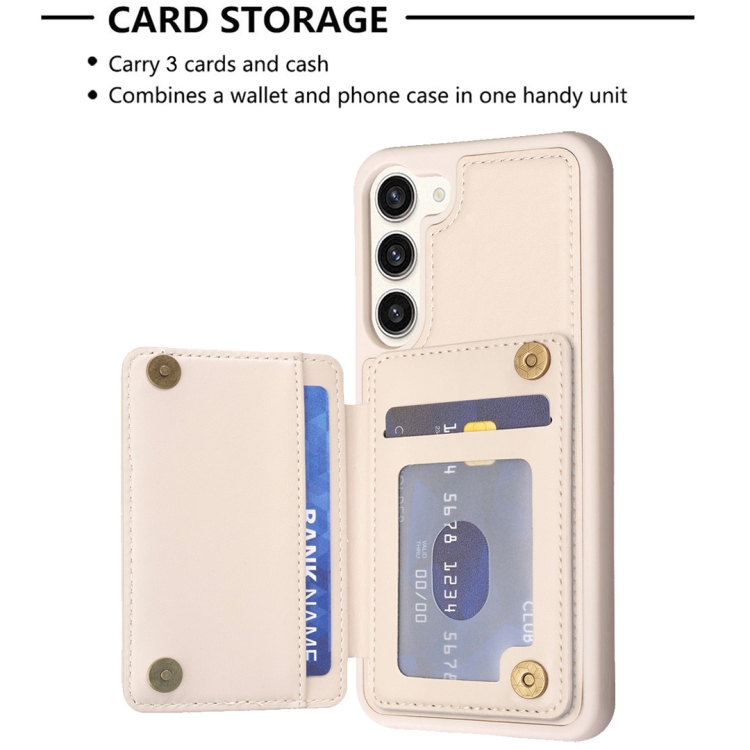 For Samsung Galaxy S21 5G Grid Card Slot Holder Phone Case(Beige) For Samsung Galaxy S21 5G Grid Card Slot Holder Phone Case(Beige)