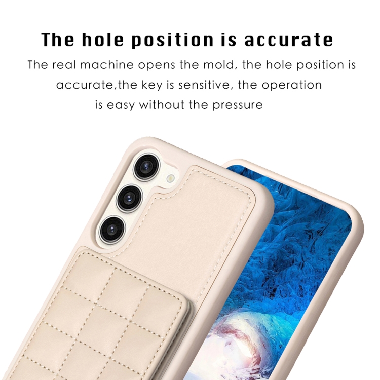 For Samsung Galaxy S21 5G Grid Card Slot Holder Phone Case(Beige) For Samsung Galaxy S21 5G Grid Card Slot Holder Phone Case(Beige)