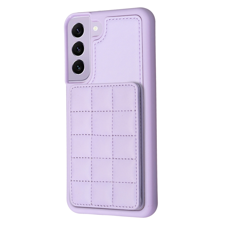 For Samsung Galaxy S22 5G Grid Card Slot Holder Phone Case(Light Purple)