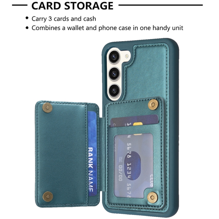 For Samsung Galaxy S23+ 5G Grid Card Slot Holder Phone Case(Green) For Samsung Galaxy S23+ 5G Grid Card Slot Holder Phone Case(Green)
