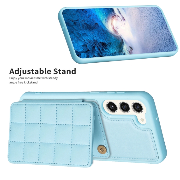 For Samsung Galaxy S23+ 5G Grid Card Slot Holder Phone Case(Blue) For Samsung Galaxy S23+ 5G Grid Card Slot Holder Phone Case(Blue)