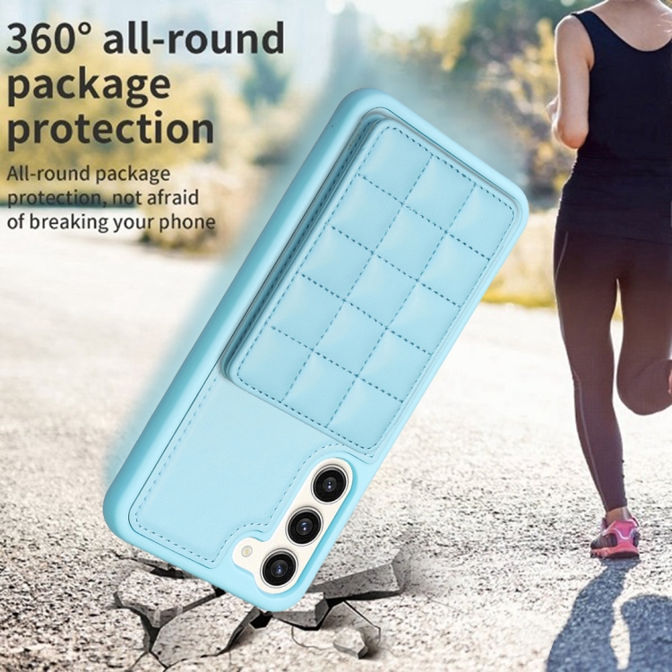 For Samsung Galaxy S23+ 5G Grid Card Slot Holder Phone Case(Blue) For Samsung Galaxy S23+ 5G Grid Card Slot Holder Phone Case(Blue)