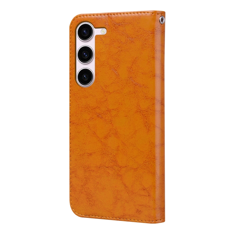 For Samsung Galaxy S23+ 5G Oil Wax Texture Leather Phone Case(Yellow) For Samsung Galaxy S23+ 5G Oil Wax Texture Leather Phone Case(Yellow)