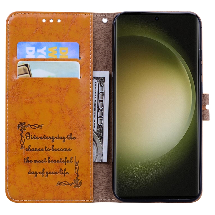 For Samsung Galaxy S23+ 5G Oil Wax Texture Leather Phone Case(Yellow) For Samsung Galaxy S23+ 5G Oil Wax Texture Leather Phone Case(Yellow)