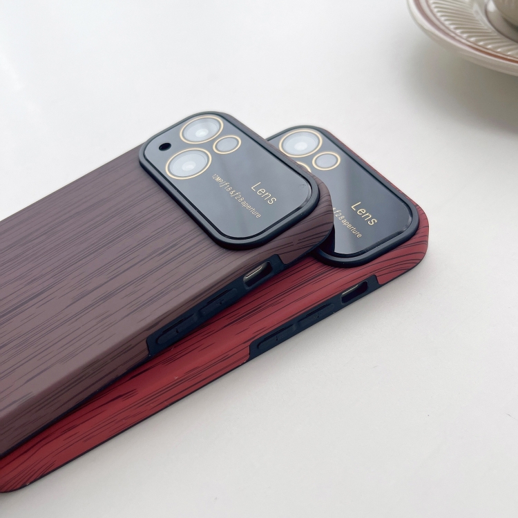 For iPhone 13 Pro Max Wood Grain TPU Phone Case with Lens Film(Grey) - B3
