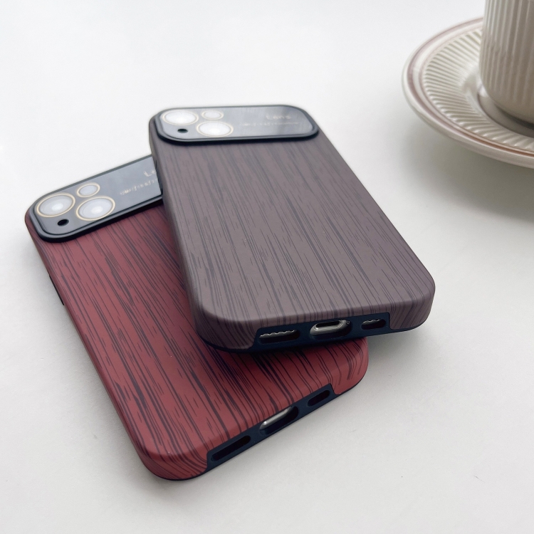 For iPhone 13 Pro Max Wood Grain TPU Phone Case with Lens Film(Grey) - B4