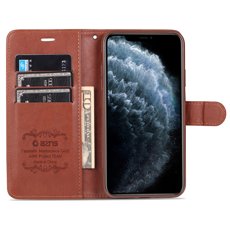 For iPhone 11 AZNS Sheepskin Texture Horizontal Flip Leather Case with Holder & Card Slots & Wallet(Brown) - 3