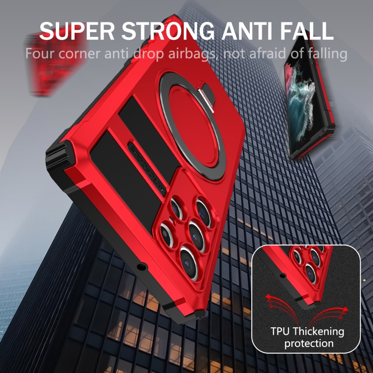 For Samsung Galaxy S22 Ultra 5G MagSafe Magnetic Holder Phone Case(Red) For Samsung Galaxy S22 Ultra 5G MagSafe Magnetic Holder Phone Case(Red)