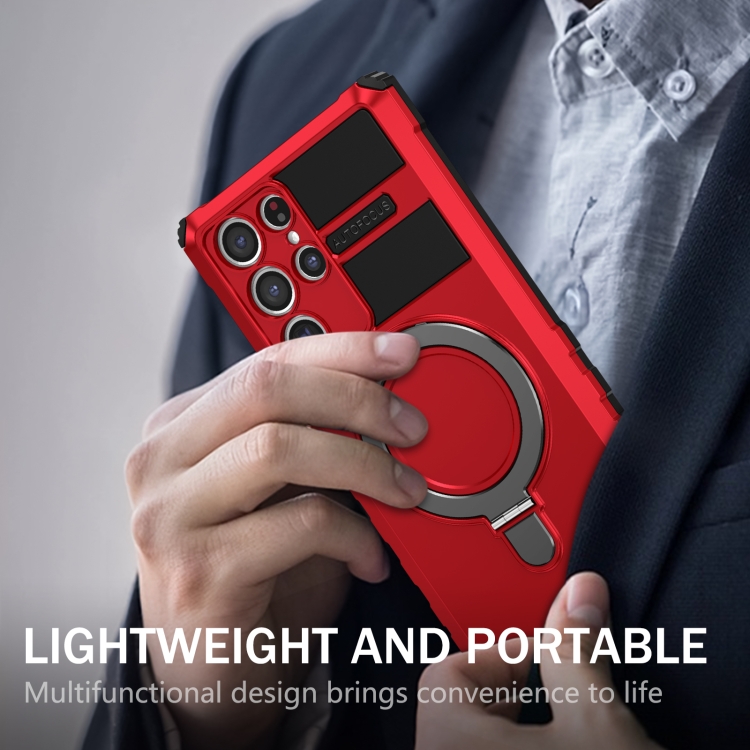 For Samsung Galaxy S22 Ultra 5G MagSafe Magnetic Holder Phone Case(Red) For Samsung Galaxy S22 Ultra 5G MagSafe Magnetic Holder Phone Case(Red)