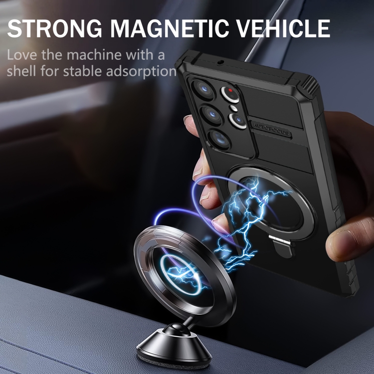 For Samsung Galaxy S23 Ultra 5G MagSafe Magnetic Holder Phone Case(Black) For Samsung Galaxy S23 Ultra 5G MagSafe Magnetic Holder Phone Case(Black)