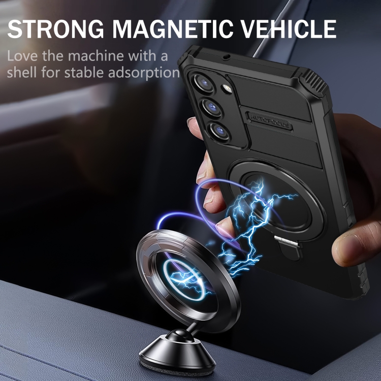 For Samsung Galaxy S23+ 5G MagSafe Magnetic Holder Phone Case(Black) For Samsung Galaxy S23+ 5G MagSafe Magnetic Holder Phone Case(Black)