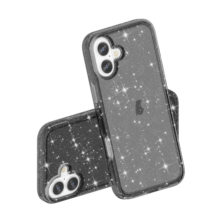 For iPhone 16 Shockproof Terminator Glitter Powder Phone Case(Black)