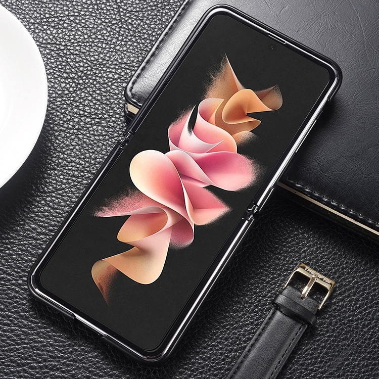 For Samsung Galaxy Z Flip6 Genuine Leather Shockproof Protective Phone Case(Black)
