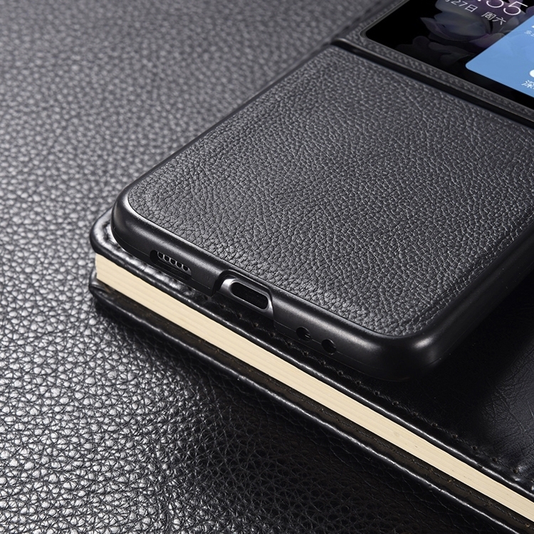 For Samsung Galaxy Z Flip6 Genuine Leather Shockproof Protective Phone Case(Black)