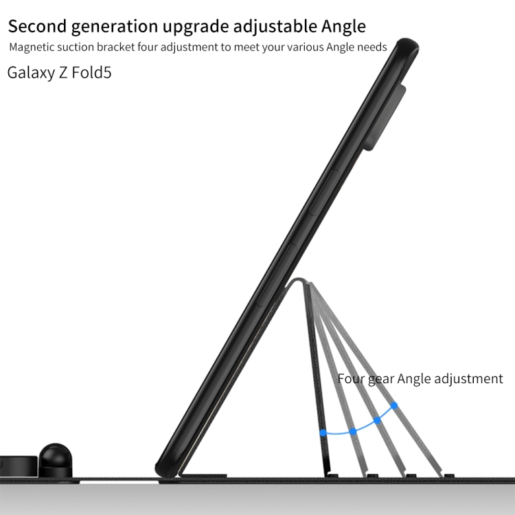 For Samsung Galaxy Z Fold5 GKK Gear Adjustment Bluetooth Keyboard + Pen + Mouse + Case Set(Carbon Fibre) - B1