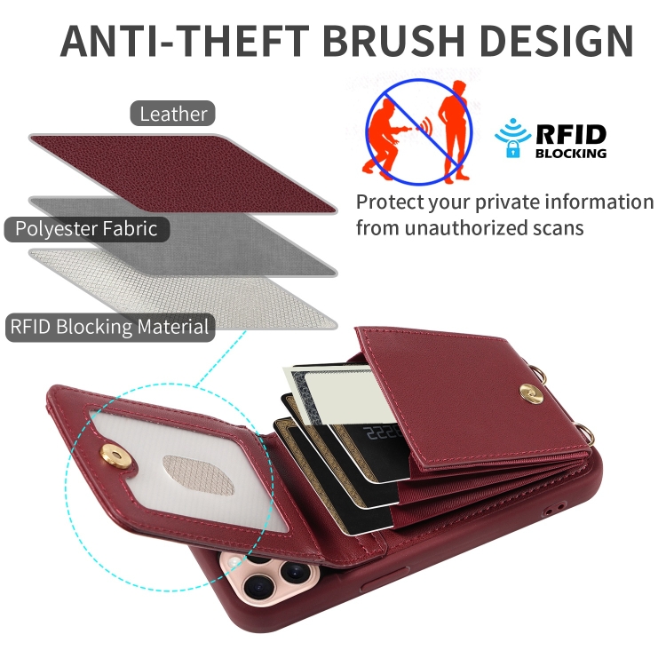 For iPhone 16 Pro Crossbody Lanyard Zipper Wallet Leather Phone Case(Wine Red) For iPhone 16 Pro Crossbody Lanyard Zipper Wallet Leather Phone Case(Wine Red)